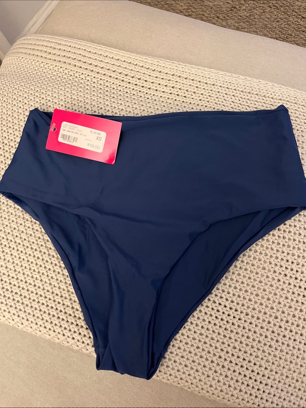 Lure Swim High-Waist Bikini Bottoms in Navy
